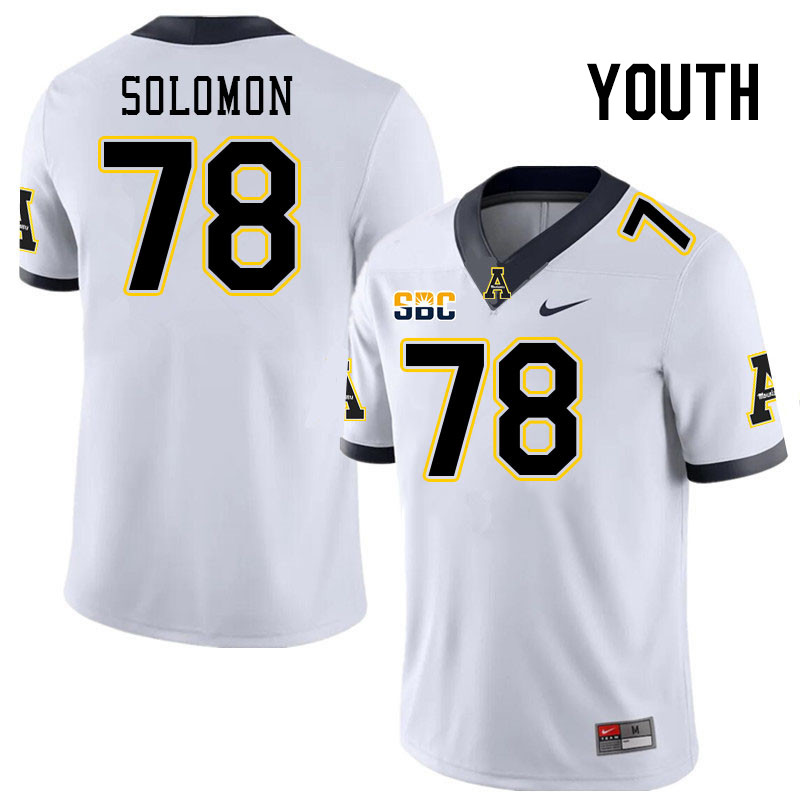 Youth #78 Joseph Solomon Appalachian State Mountaineers College Football Jerseys Stitched Sale-White